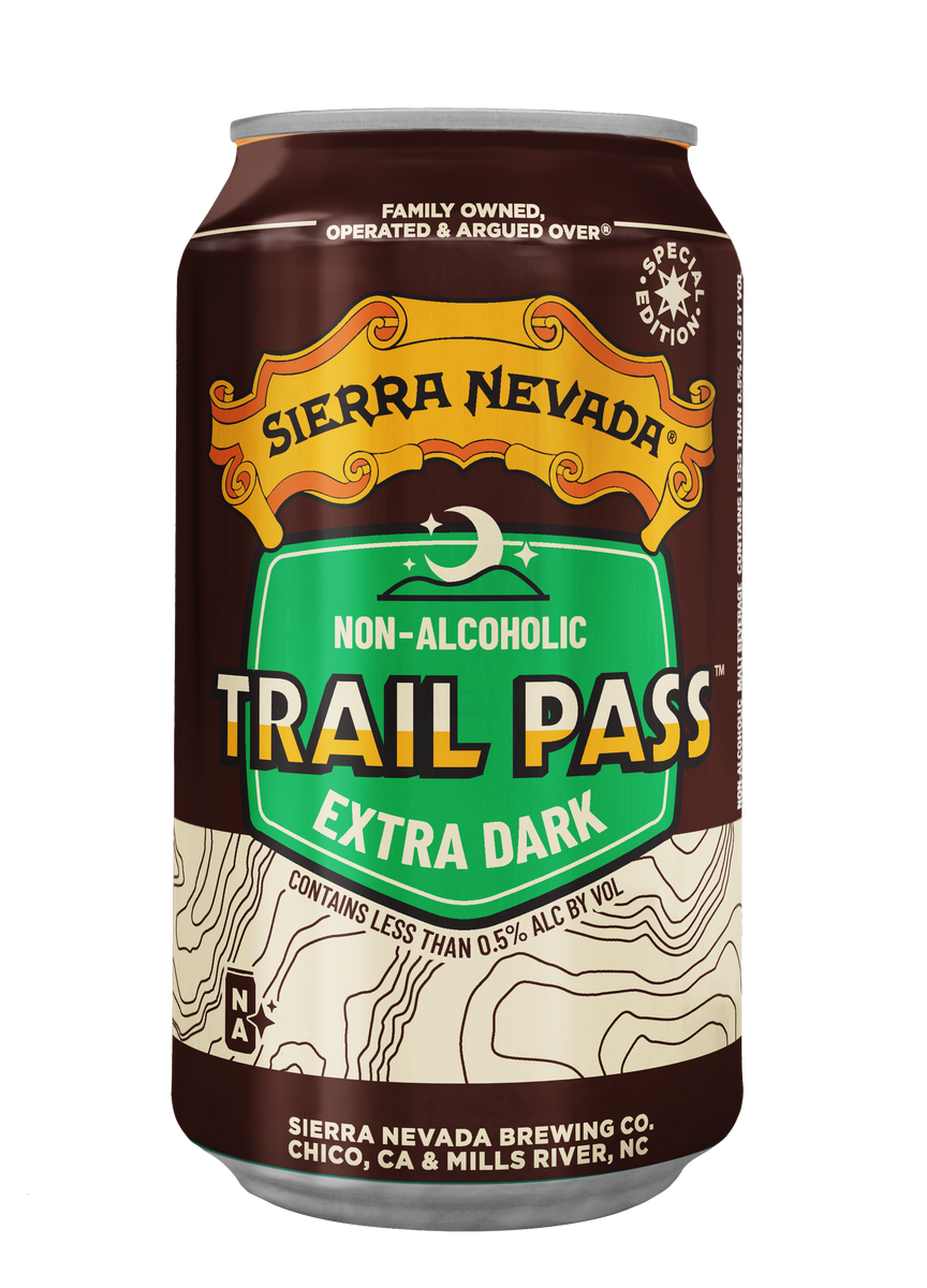 Sierra Nevada Trail Pass Extra Dark non-alcoholic beer can on a white background