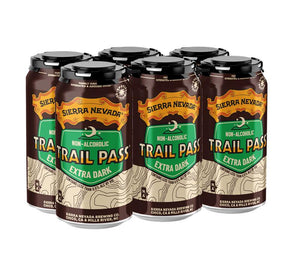Thumbnail of Six-pack of Sierra Nevada Trail Pass Non-Alcoholic Extra Dark beer cans on a white background