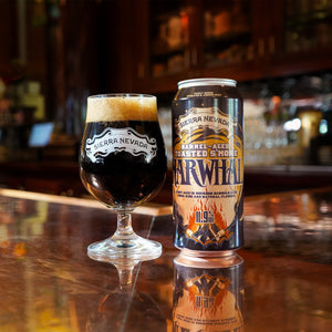 Thumbnail of Sierra Nevada Brewing Co. Barrel Aged Toasted S'more Narwhal 16oz. Can next to a freshly poured glass on a bar