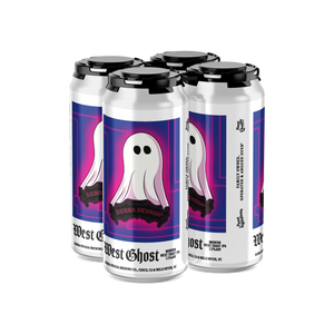 Thumbnail of Four cans of West Ghost beer with a ghost logo on a white background