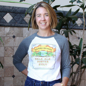 Thumbnail of woman wearing Sierra Nevada pale porter stout 3/4 sleeve raglan shirt