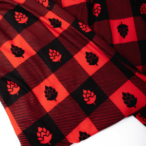 Thumbnail of Zoomed detail view of the Sierra Nevada red pajama bottoms with a hop pattern
