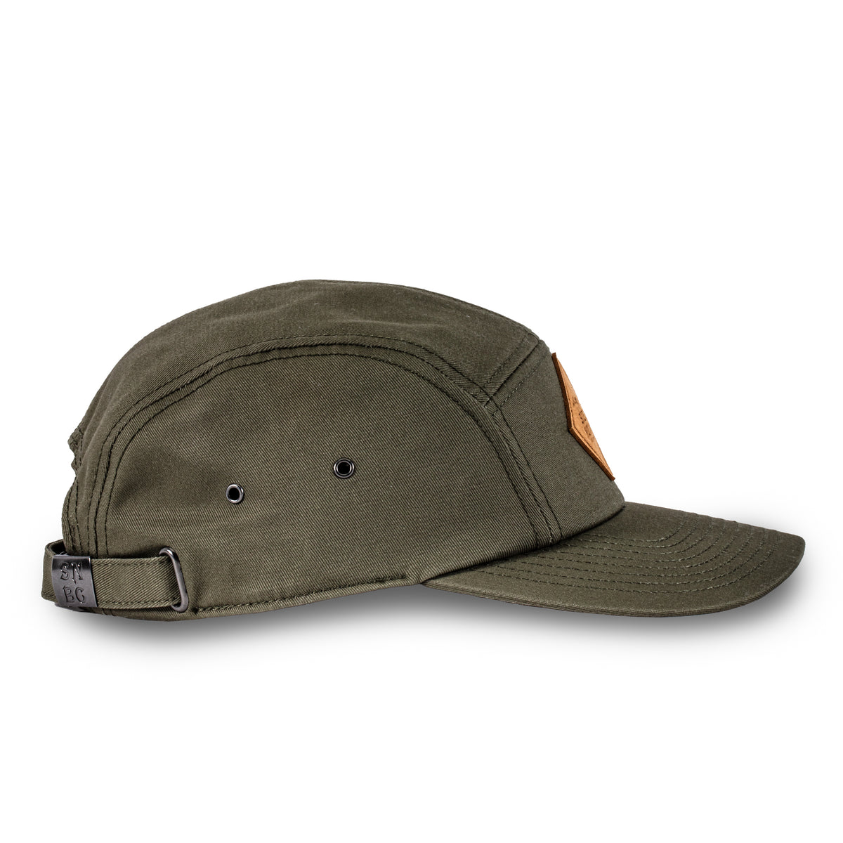 Side view of the Sierra Nevada diamond patch green camper hat